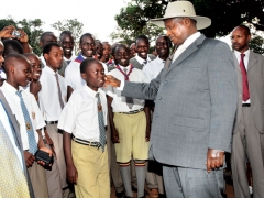 President Yoweri Museveni With Mengo SS Students